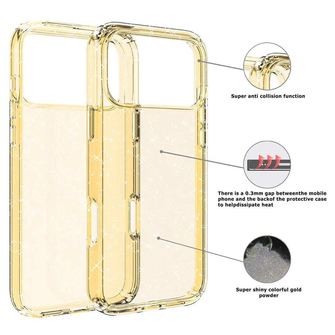 iPhone 17 Pro Max Fleck Glitter Case Gold